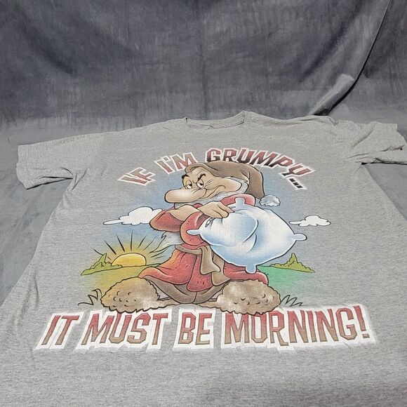 Disney, Grumpy Dwarf Shirt Grey, If Im Grumpy It Must Be Morning - Picture 3 of 4